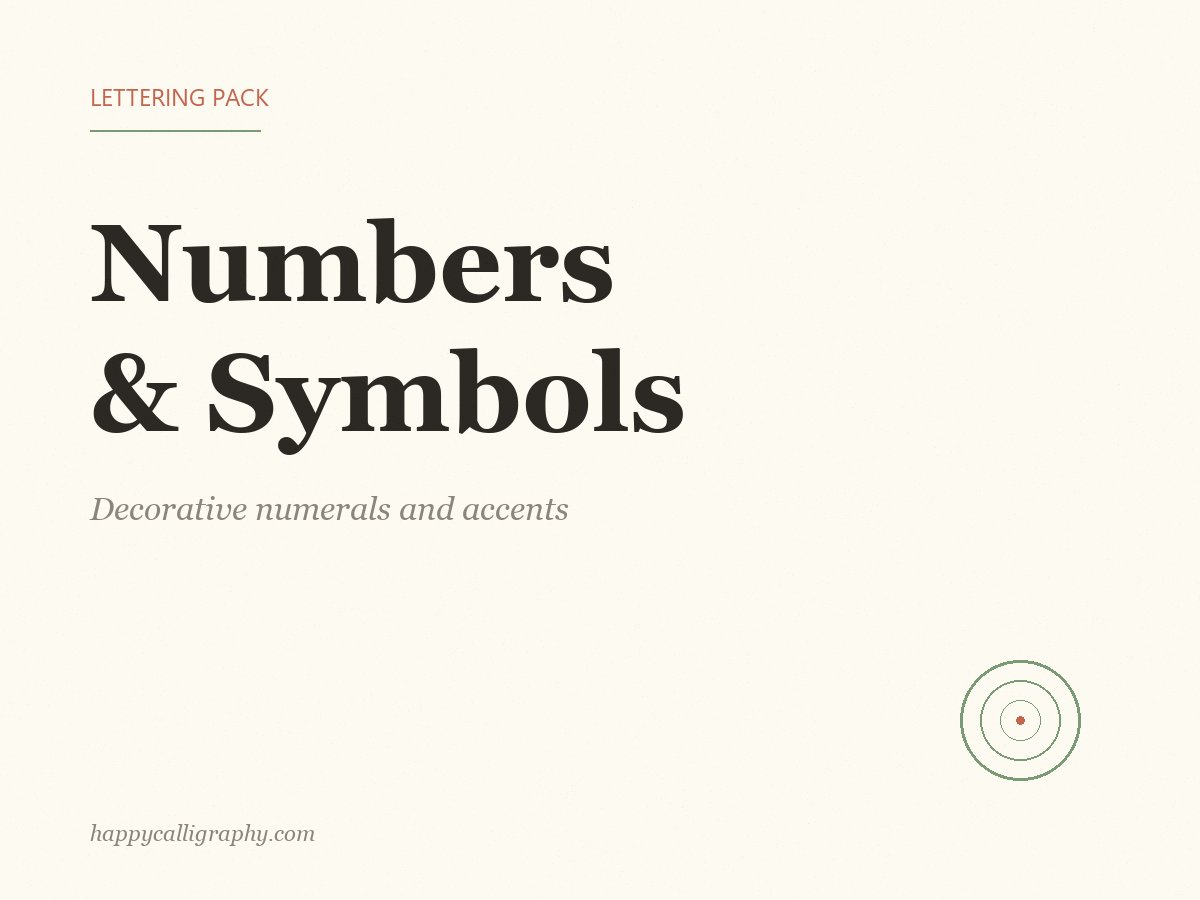 Numbers and Symbols Lettering Pack